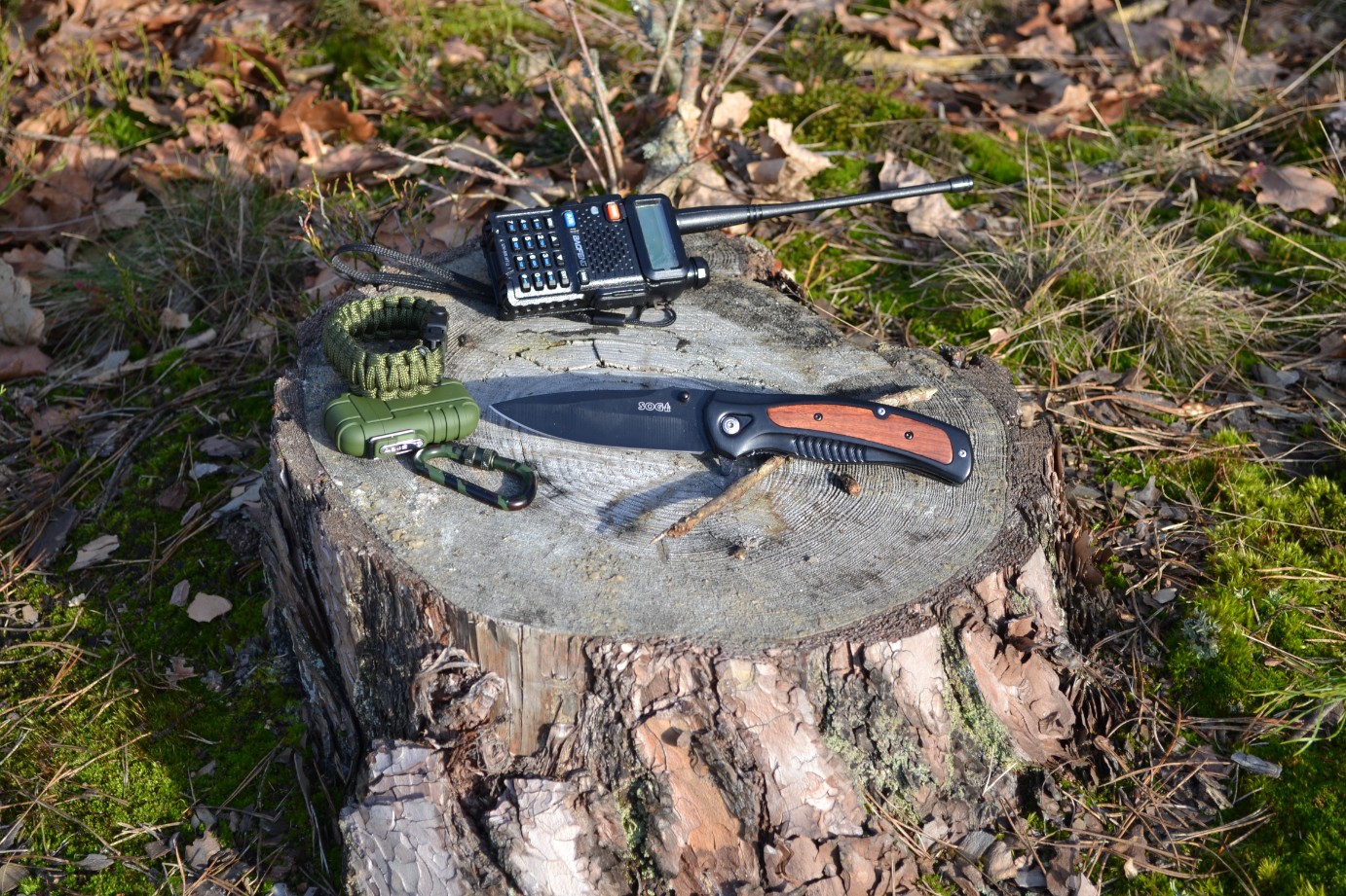 Nóż taktyczny drewniany, stalowe ostrze survival, scyzoryk - obrazek 6