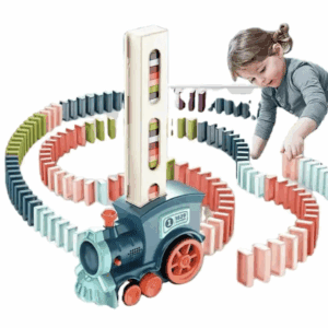 Interaktywny Pociąg, Kolejka układająca Domino dla Dzieci - Niebieska