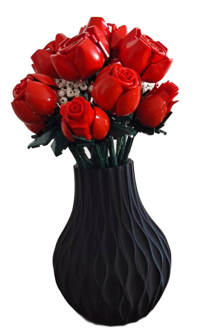 Wazon dekoracyjny na kwiaty, kwiaty Lego 20 cm - Czarny - obrazek 3