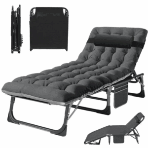 Łóżko Przenośne, Rozkładane, Polowe, kanadyjka z Materacem - Czarne