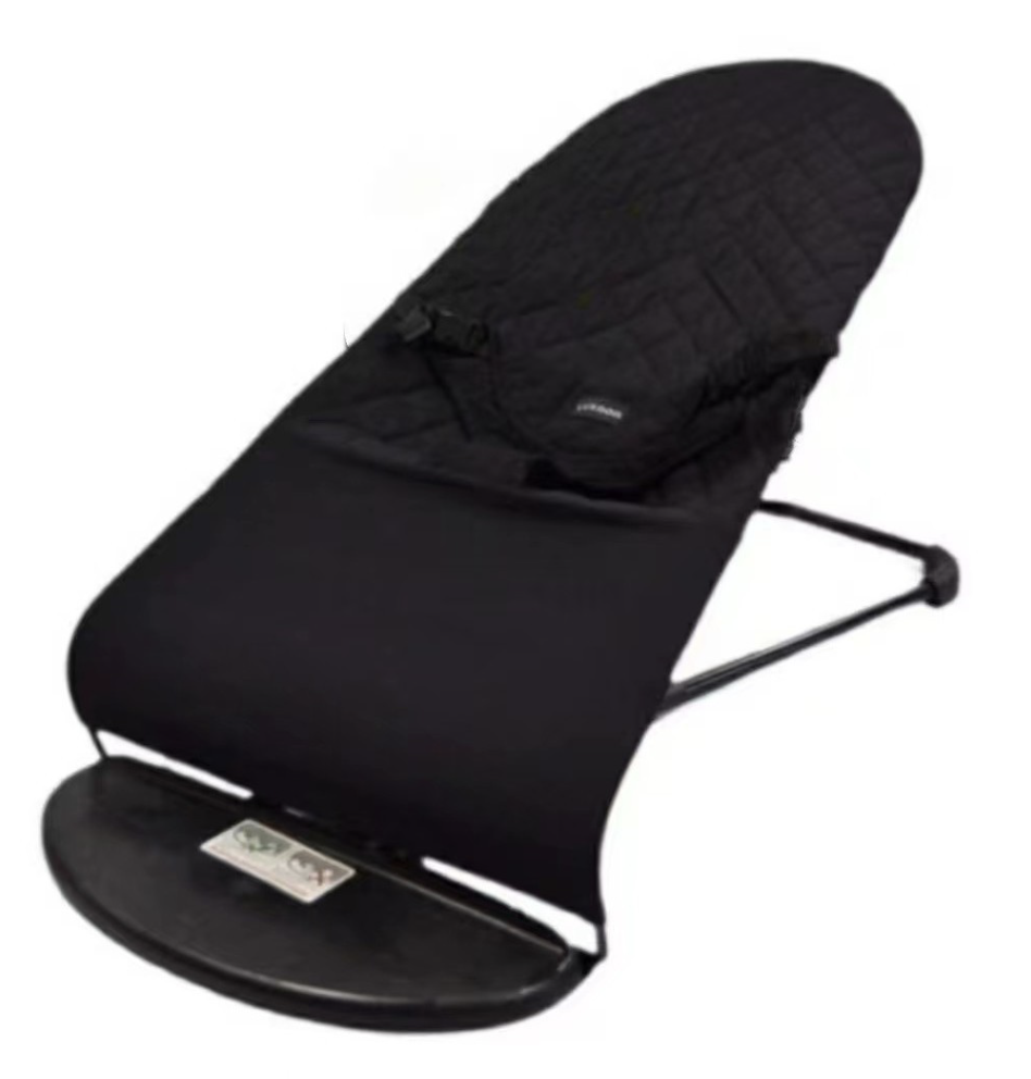 Leżaczek bujaczek dla niemowląt składany + Zabawka - czarny - obrazek 2