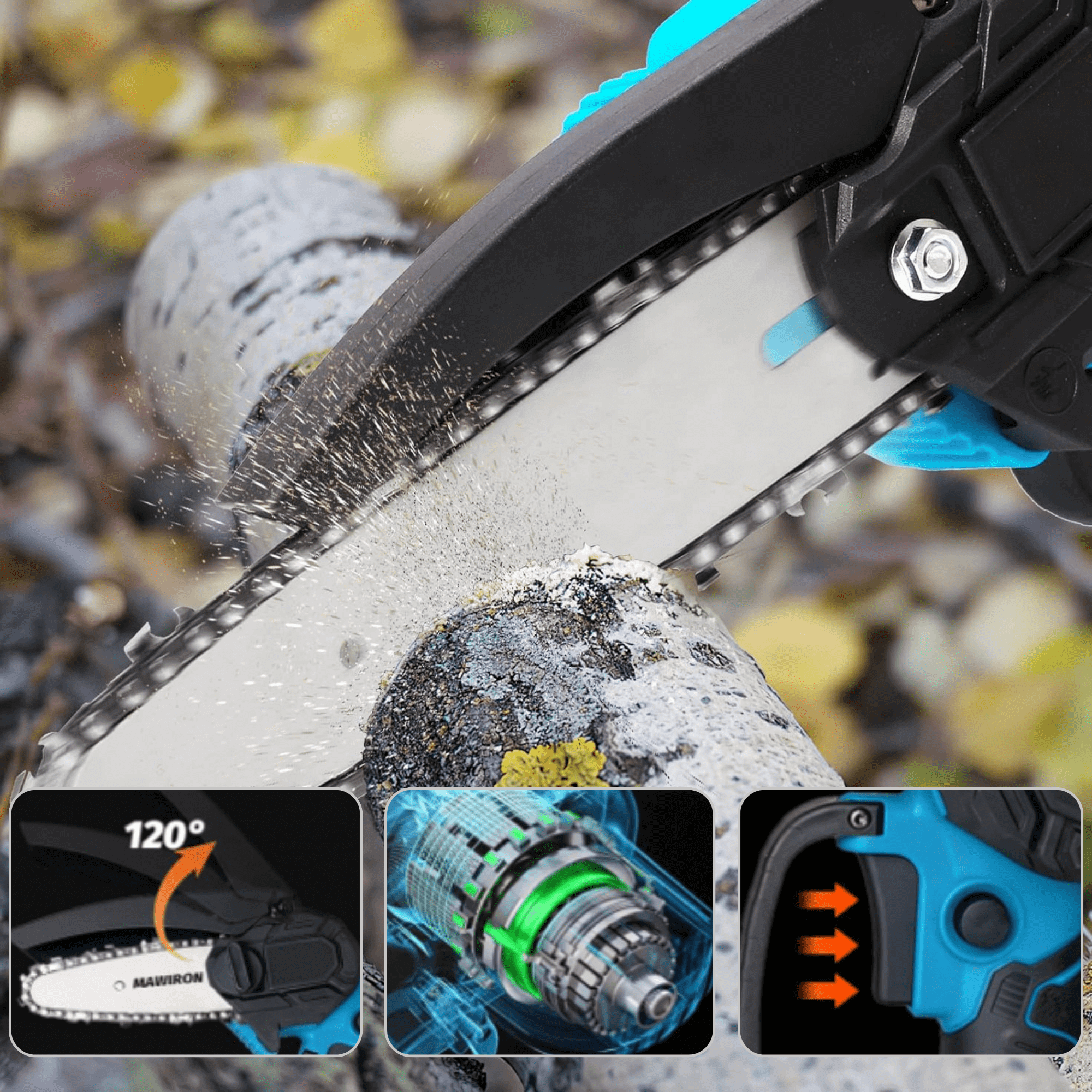 PIŁA ŁAŃCUCHOWA AKUMULATOROWA PILARKA RĘCZNA 2X Akumulator 2X Łańcuch - obrazek 3