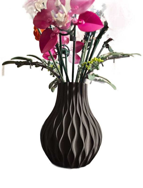 Wazon dekoracyjny na kwiaty, kwiaty Lego 20 cm - Czarny