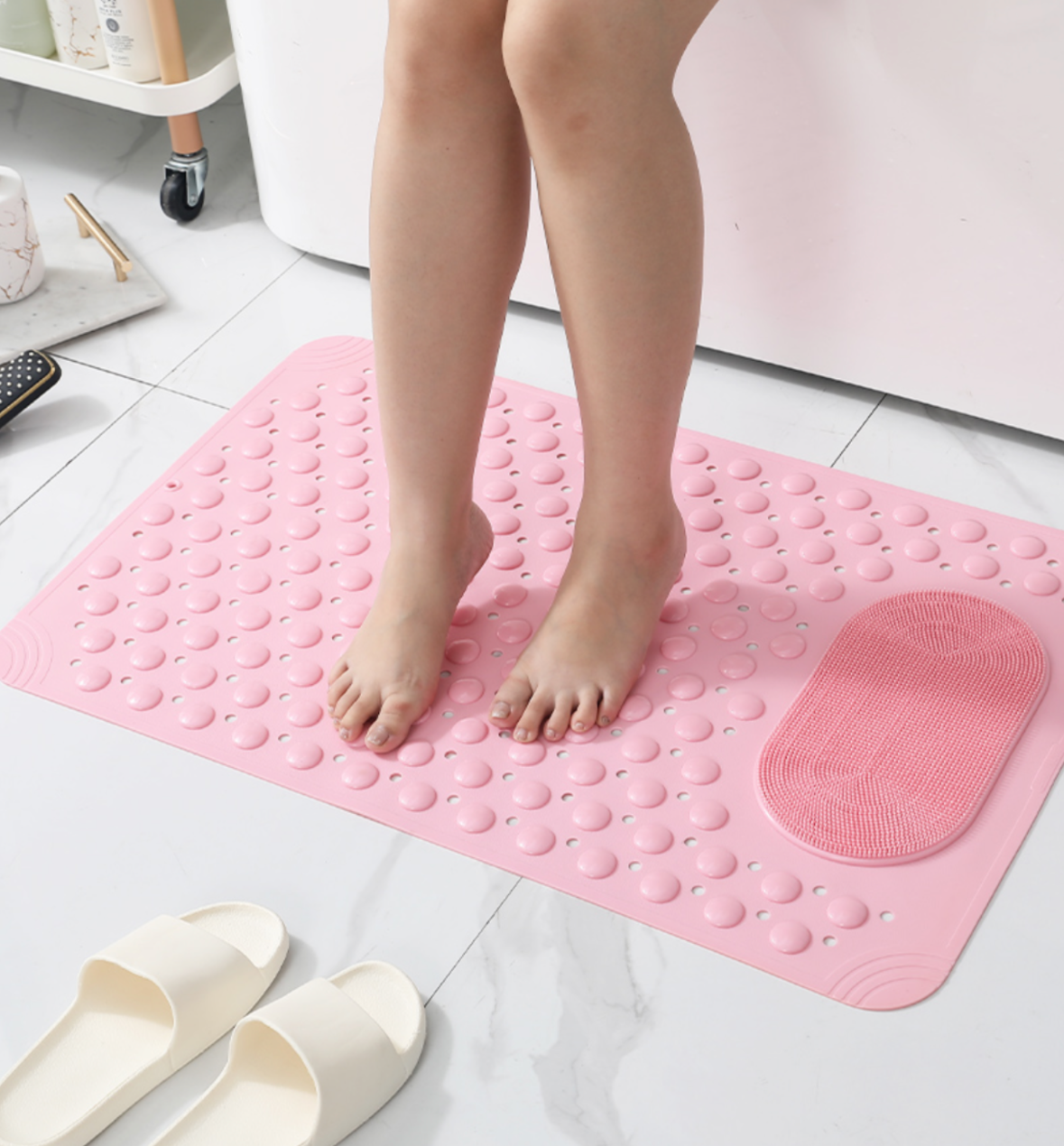 Mata Antypoślizgowa do łazienki, Różowa - obrazek 6
