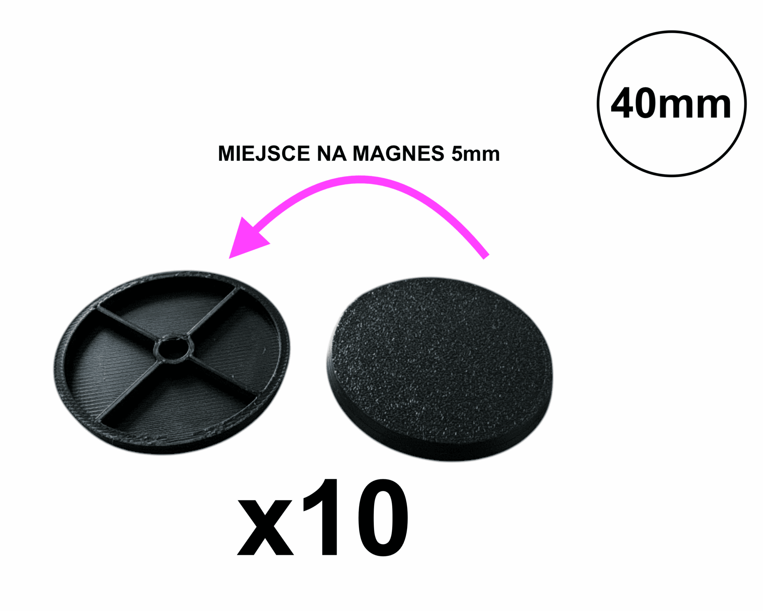 Podstawki okrągłe 40mm Round Bases WHmer 10 szt.