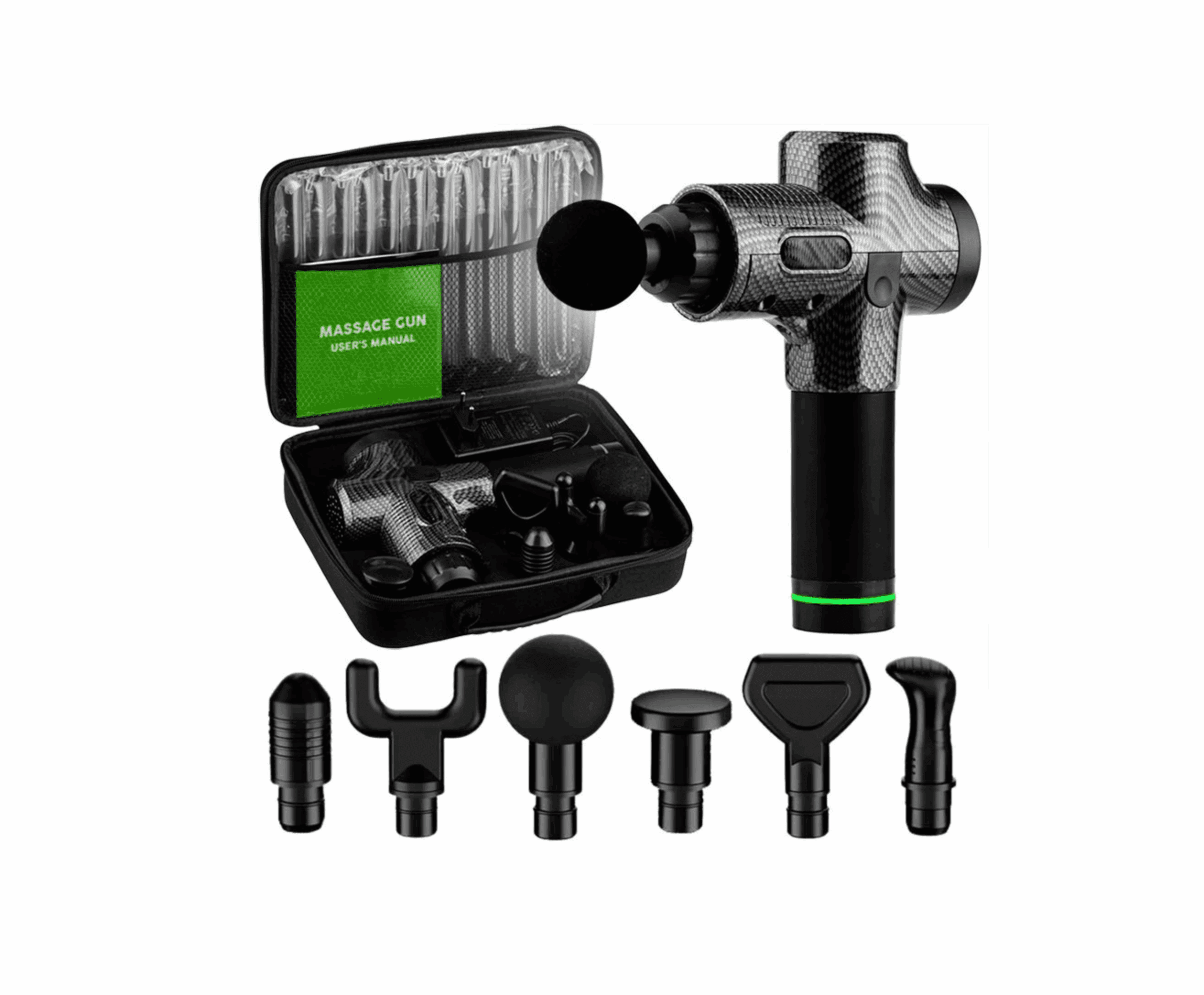 PISTOLET DO MASAŻU MASAŻER DO CIAŁA MASSAGE GUN PRO - KARBON - MOC 100W - obrazek 8