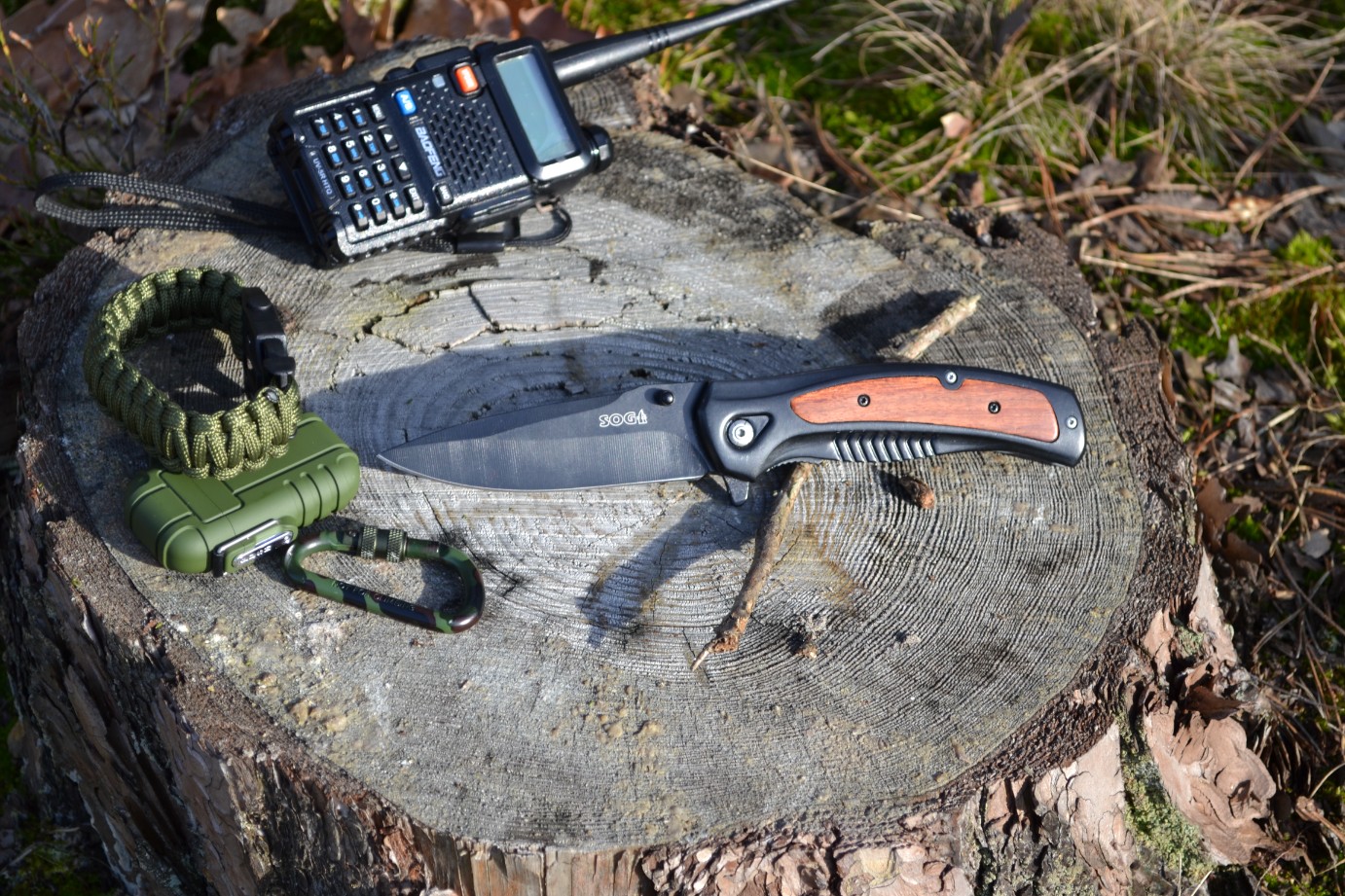 Nóż taktyczny drewniany, stalowe ostrze survival, scyzoryk - obrazek 5