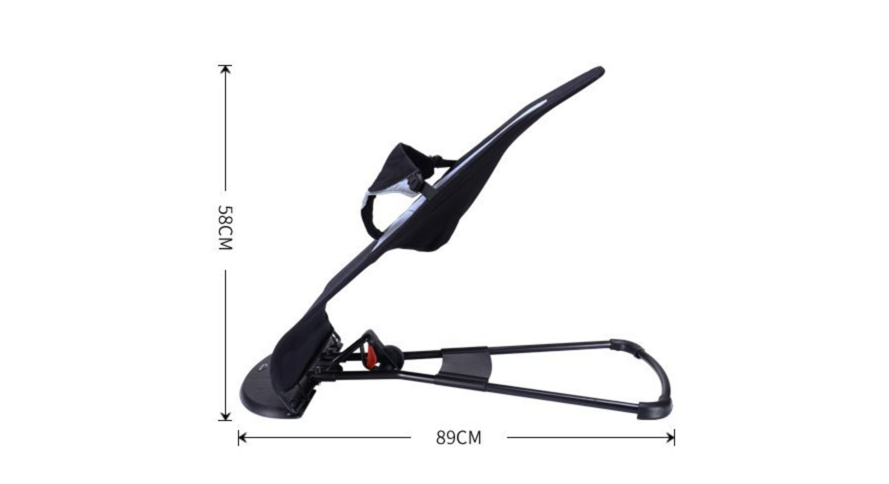 Leżaczek bujaczek dla niemowląt składany + Zabawka - czarny - obrazek 5