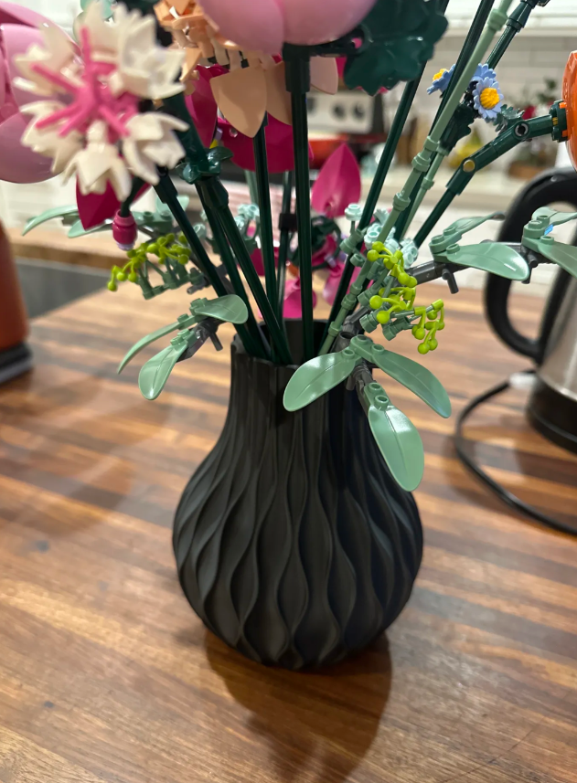 Wazon dekoracyjny na kwiaty, kwiaty Lego 20 cm - Czarny - obrazek 4