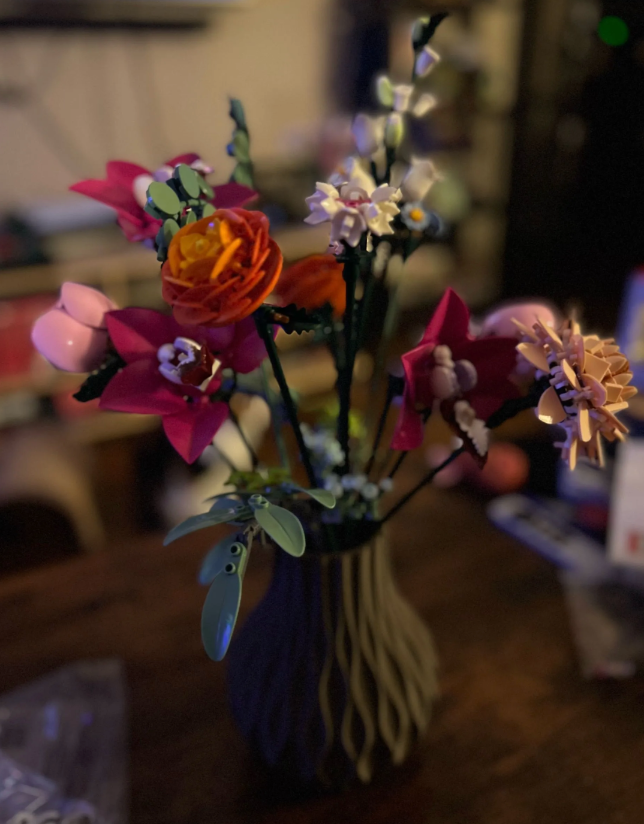 Wazon dekoracyjny na kwiaty, kwiaty Lego 20 cm - Czarny - obrazek 2