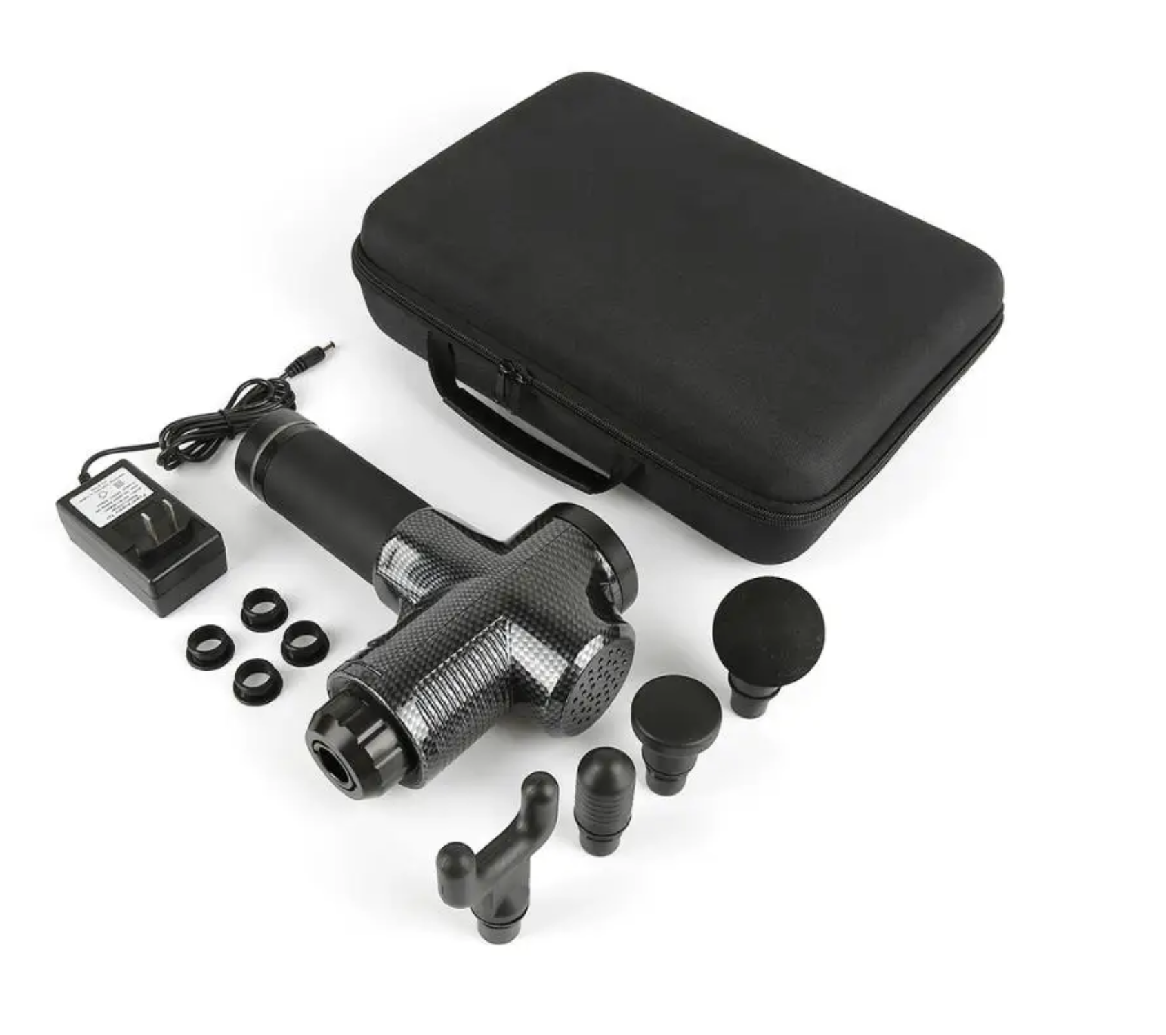 PISTOLET DO MASAŻU MASAŻER DO CIAŁA MASSAGE GUN PRO - KARBON - MOC 100W - obrazek 4