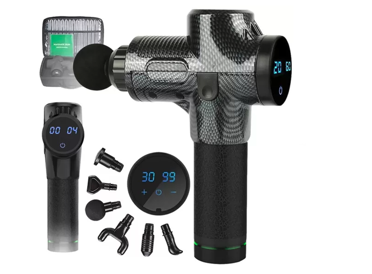 PISTOLET DO MASAŻU MASAŻER DO CIAŁA MASSAGE GUN PRO - KARBON - MOC 100W - obrazek 9