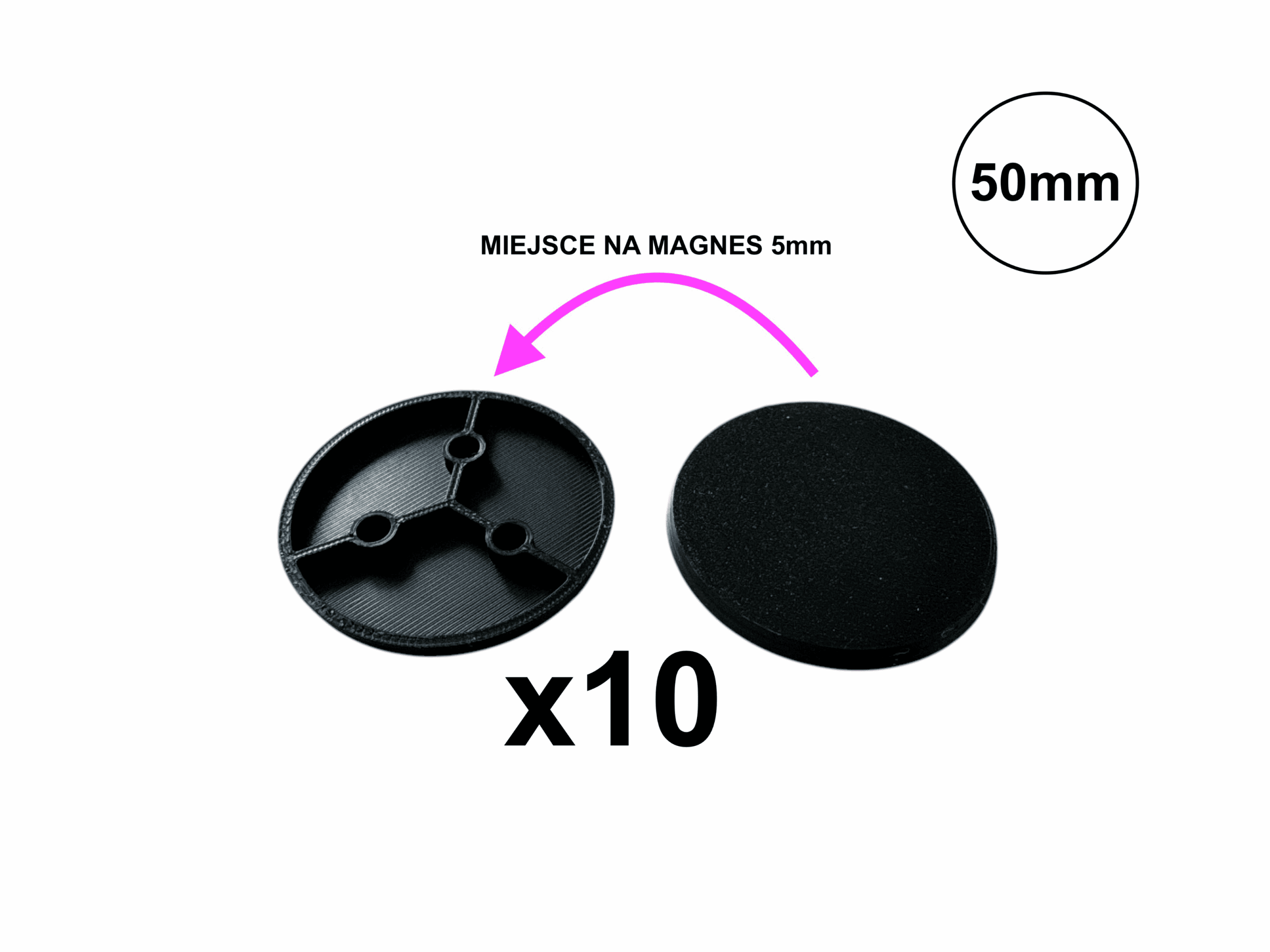 Podstawki okrągłe 50mm Round Bases WHmer 10 szt.