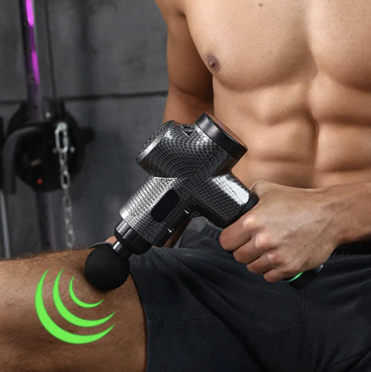 PISTOLET DO MASAŻU MASAŻER DO CIAŁA MASSAGE GUN PRO - KARBON - MOC 100W - obrazek 3