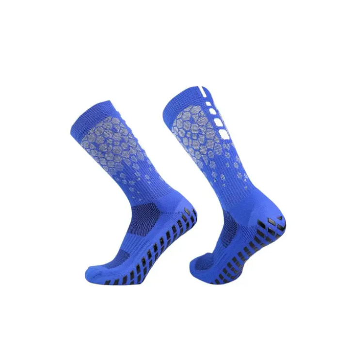 Skarpety Piłkarskie Antypoślizgowe FG 39-45 - Niebieskie - obrazek 2