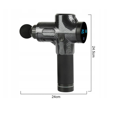 PISTOLET DO MASAŻU MASAŻER DO CIAŁA MASSAGE GUN PRO - KARBON - MOC 100W - obrazek 10
