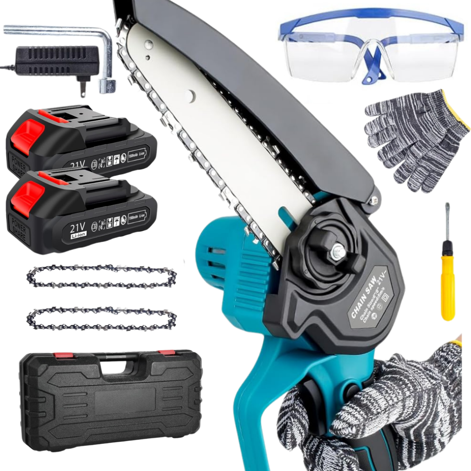 PIŁA ŁAŃCUCHOWA AKUMULATOROWA PILARKA RĘCZNA 2X Akumulator 2X Łańcuch