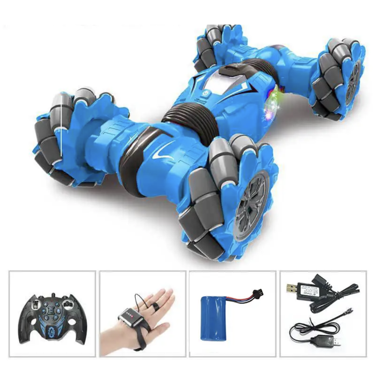 Samochód Zdalnie Sterowany Gestami KASKADERSKI 4x4 RC - Niebieski - obrazek 3