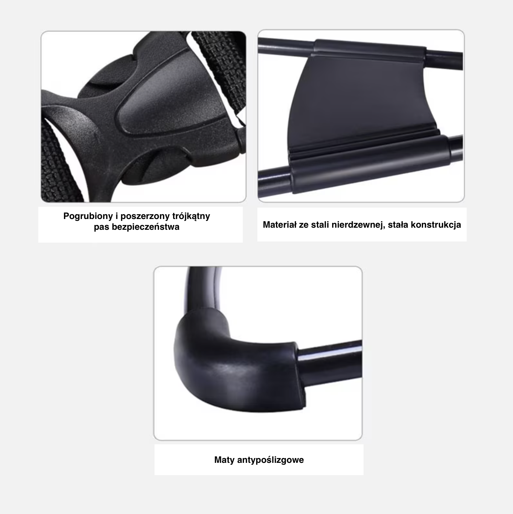 Leżaczek bujaczek dla niemowląt składany + Zabawka - czarny - obrazek 3