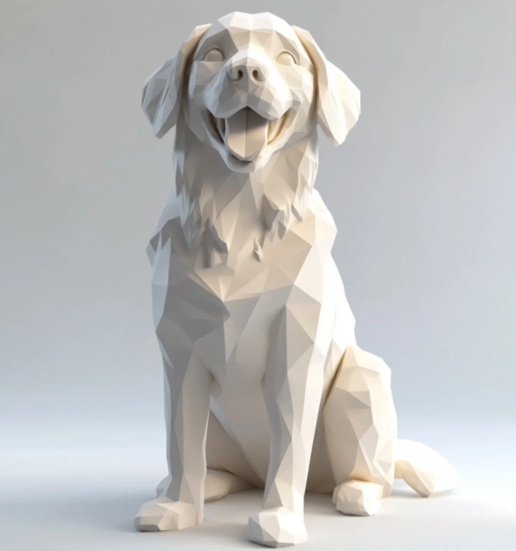 Figurka Psa Low-Poly – Nowoczesna Dekoracja do Domu Styl Geometryczny - 20 cm - obrazek 2