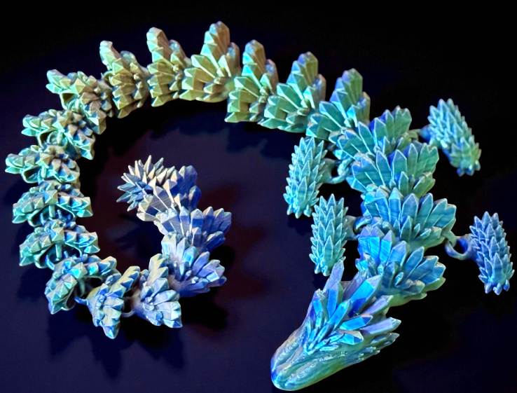 Figurka smoka z kryształów, dekoracja fantasy, model kolekcjonerski 3D - 45 cm - obrazek 2